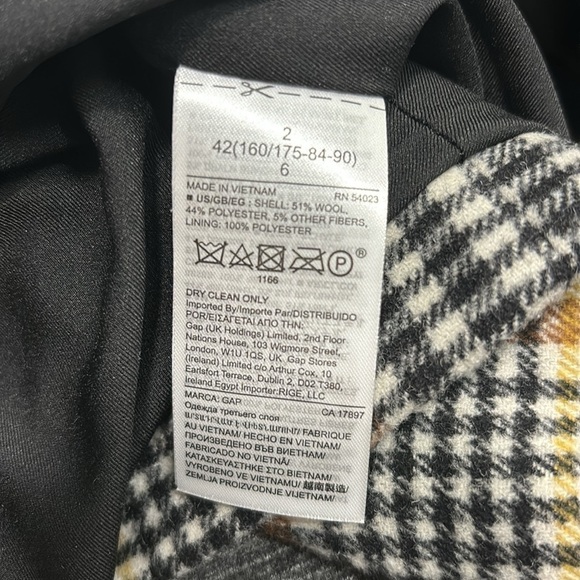 Gap double breasted plaid wool blend blazer size 2 - Picture 6 of 8